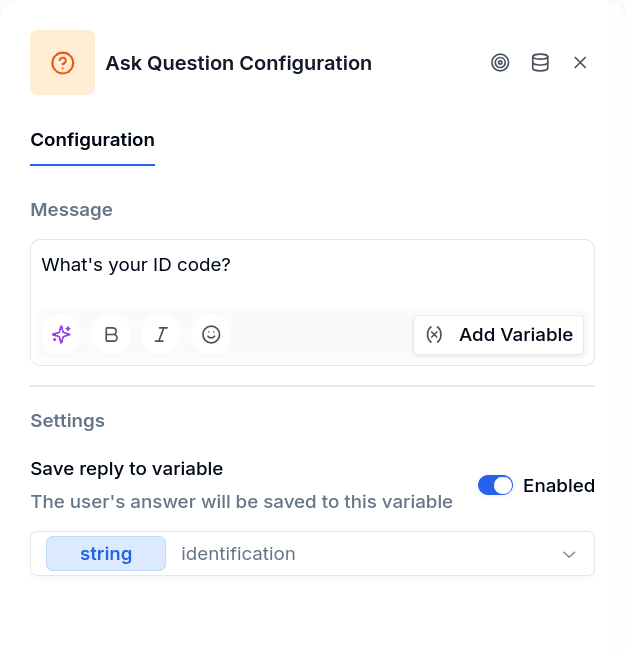 Ask Question configuration