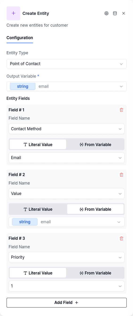 Create Entity configuration