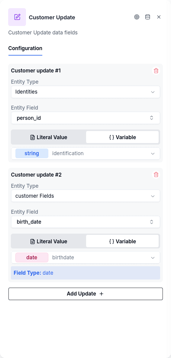 Customer Update configuration