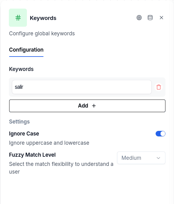 Global Keywords configuration