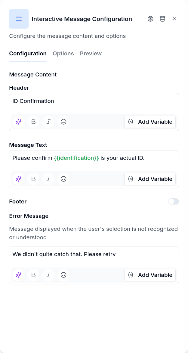 Configuration tab