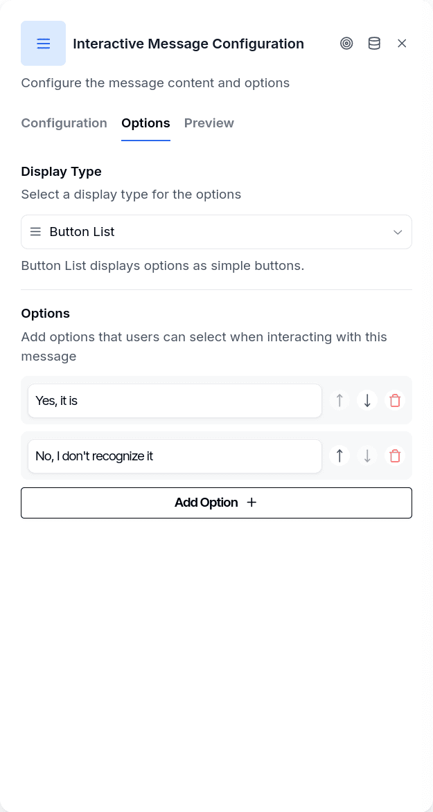 Options tab