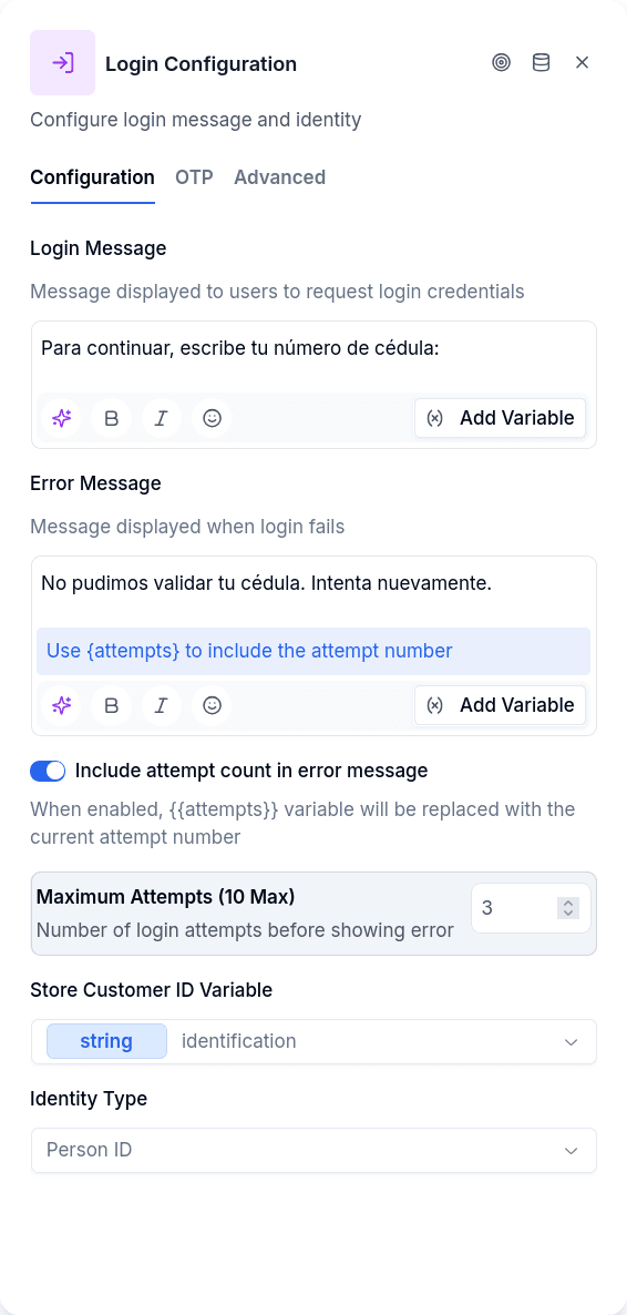 Configuration tab