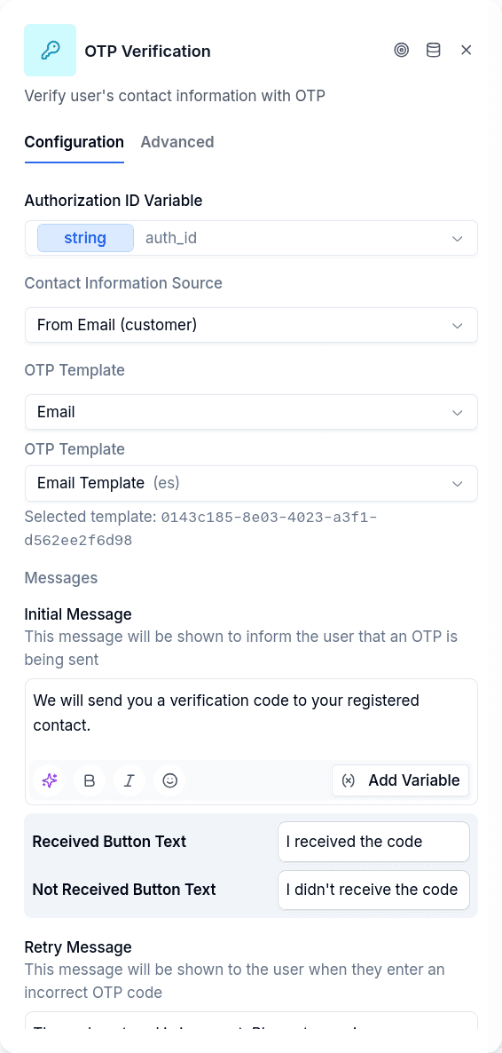 Configuration tab
