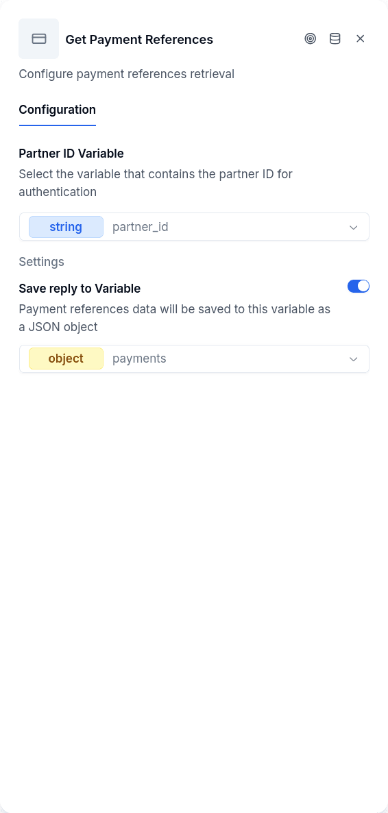 Payment References configuration