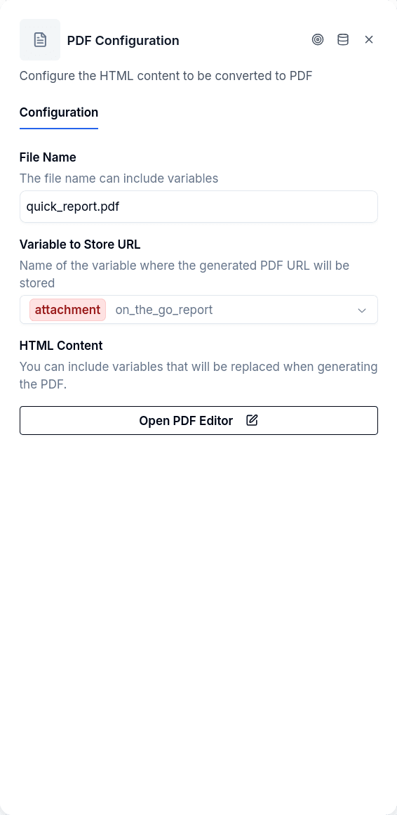 PDF Creator configuration