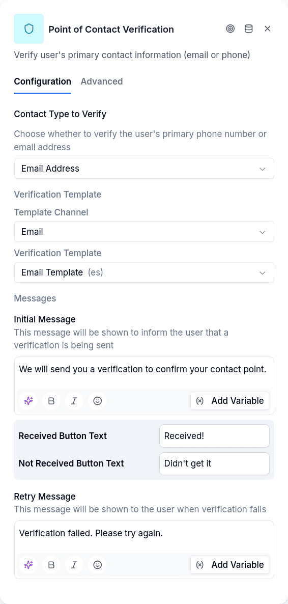 Configuration tab