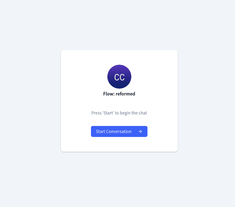Customer Portal start screen showing logo, description text, and start button
